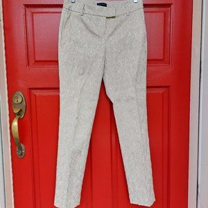 Willi Smith Mid/low-Rise Cream Jacquard Cotton/Poly/Spandex Trousers